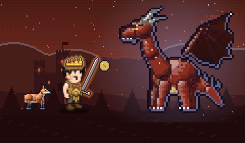 Arena: o personagem diante do chefe, um dragão, com o cenário do livro ao fundo.